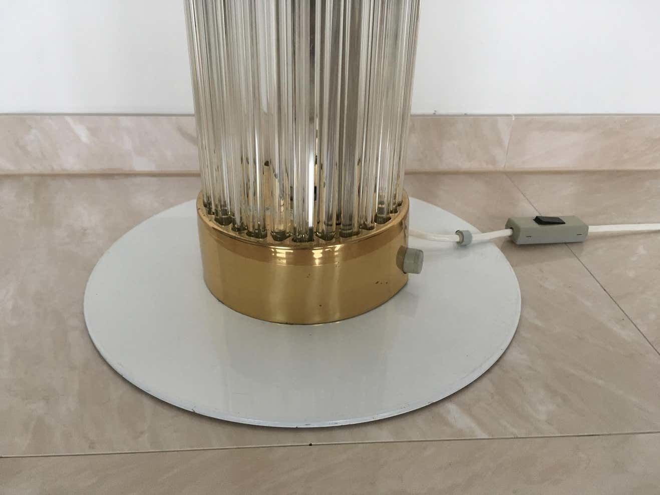 Very Rare Midcentury Glass Brass Floor Lamp Kamenicky Senov/Preciosa, 1960s photo furniture