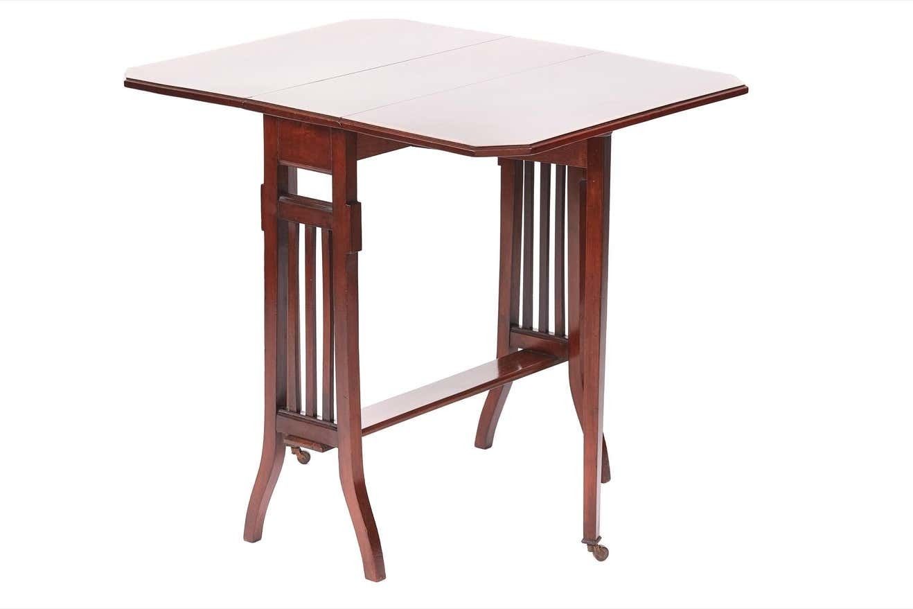 Antique Edwardian Mahogany Inlaid Drop Leaf Sutherland Table photo Furniture