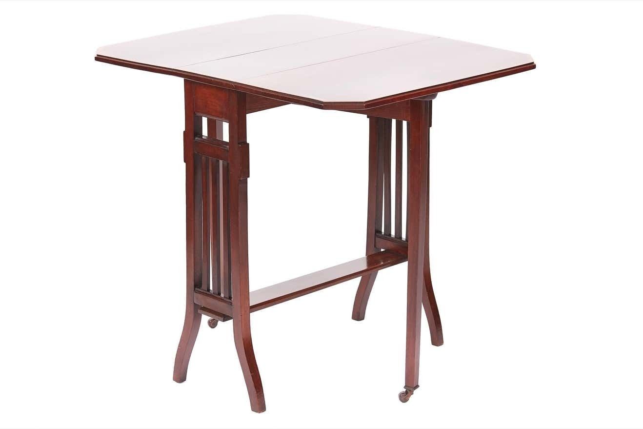 Antique Edwardian Mahogany Inlaid Drop Leaf Sutherland Table photo 1050.0