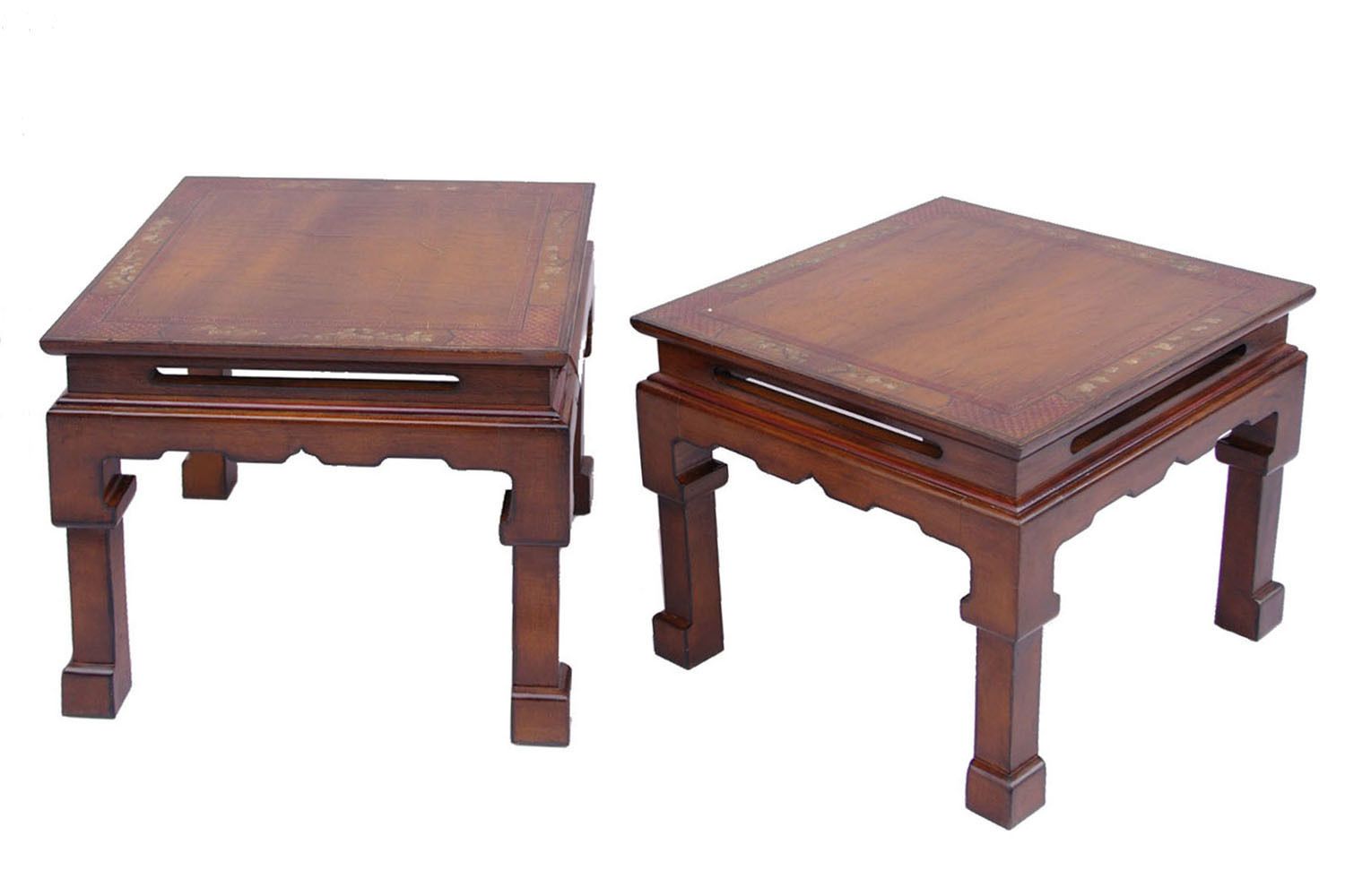 Pair Of Chinese Lacquered Wood End Tables, Circa 1950