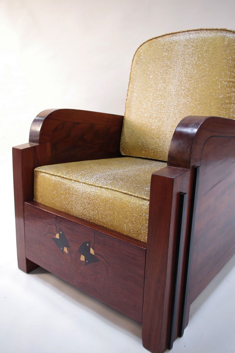 Pair Of Art Deco Armchairs With Shagreen Style Trim, Circa 1930 photo vinterior