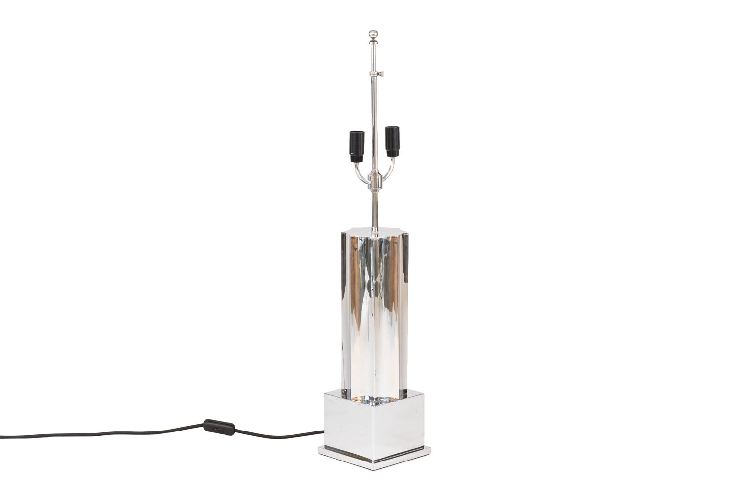 Chromed Bronze Lamp, Fluted Column, 1970s photo furniture