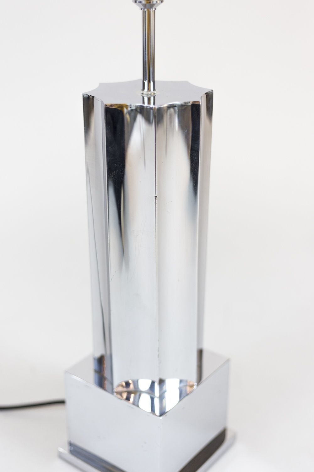 Chromed Bronze Lamp, Fluted Column, 1970s photo Lighting