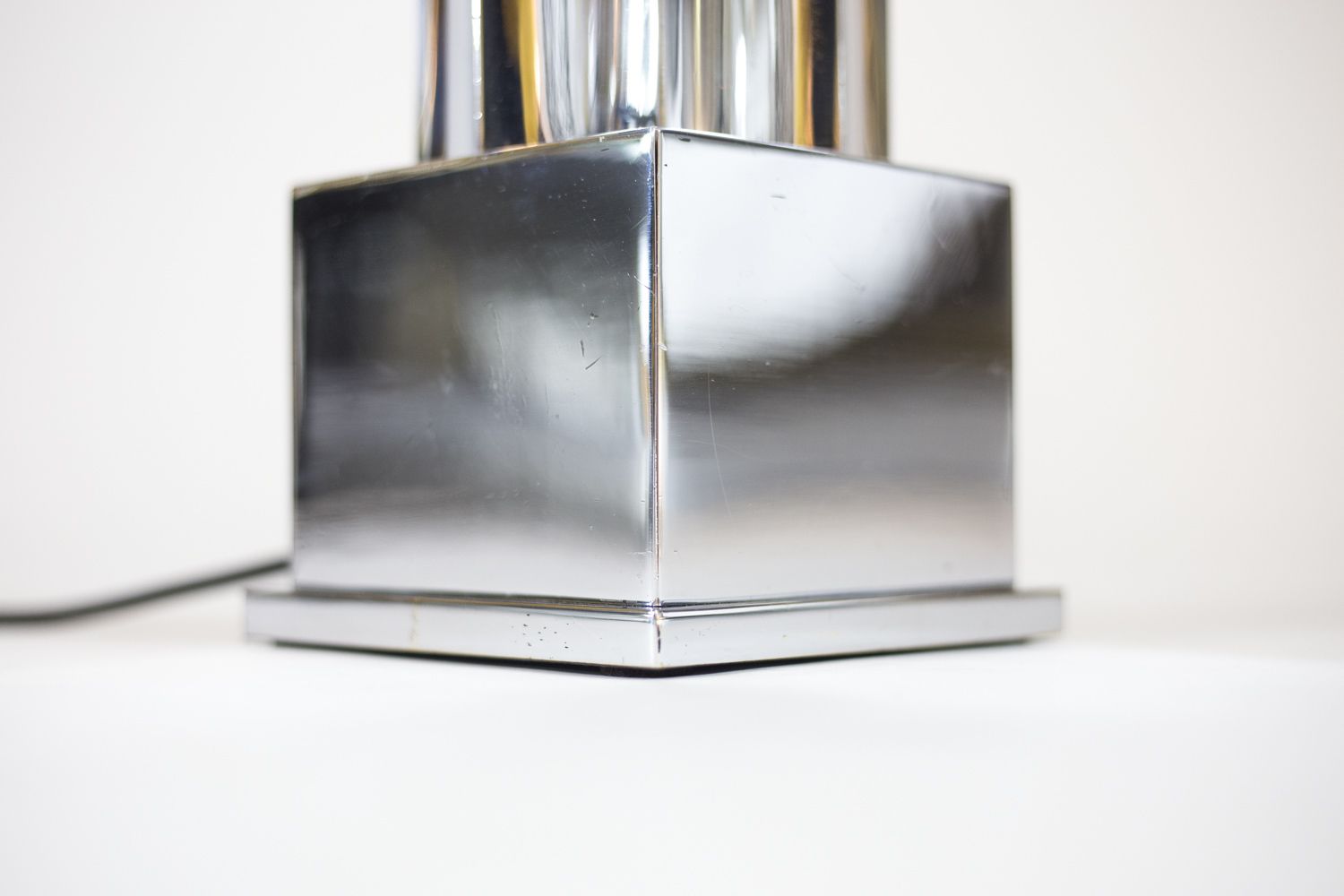 Chromed Bronze Lamp, Fluted Column, 1970s photo 1731.0