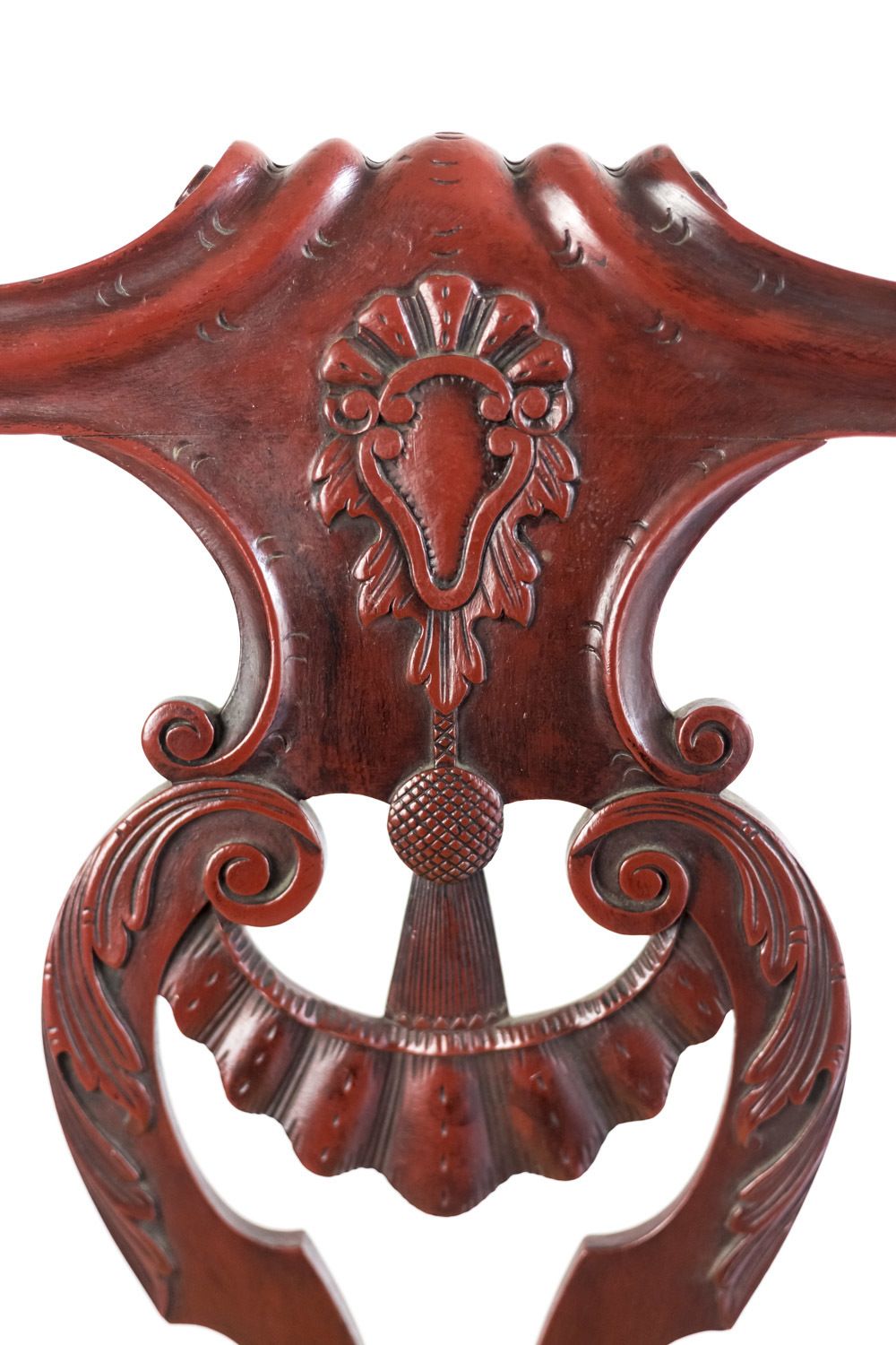 Pair Of Chippendale Style Armchairs In Red Lacquered Wood, Circa 1880 photo buy