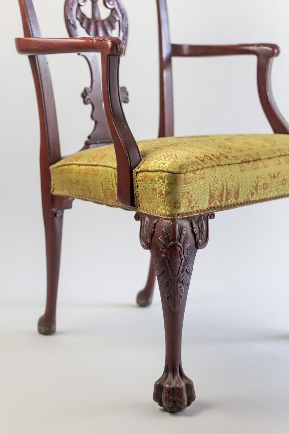 Furniture Pair Of Chippendale Style Armchairs In Red Lacquered Wood, Circa 1880 photo