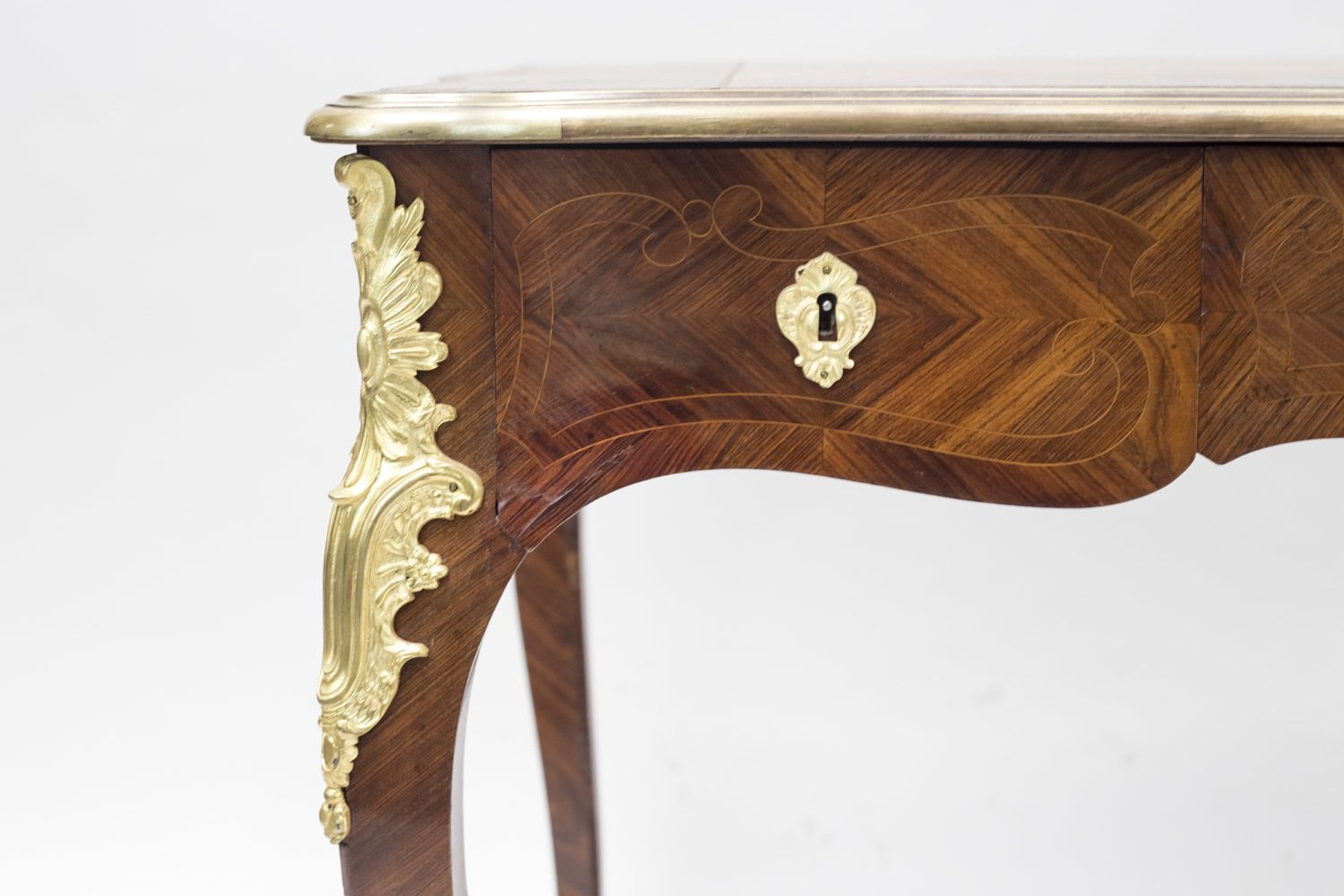Small Louis XV Style Flat Desk In Violet Wood Marquetry, Circa 1880 photo 3462.0