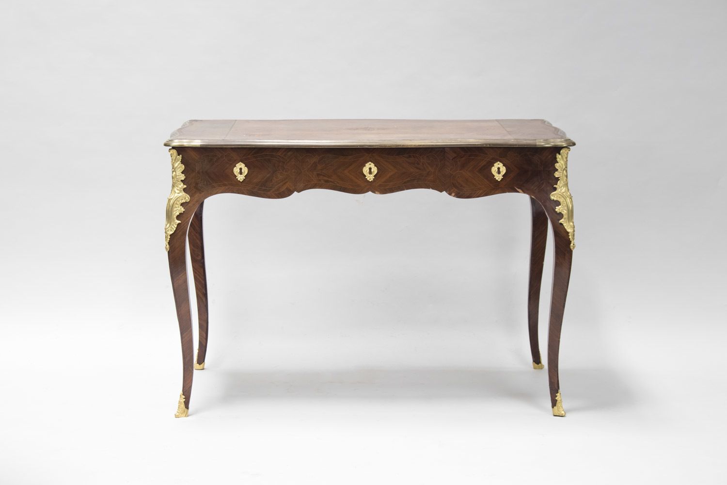 Small Louis XV Style Flat Desk In Violet Wood Marquetry, Circa 1880 photo vintage