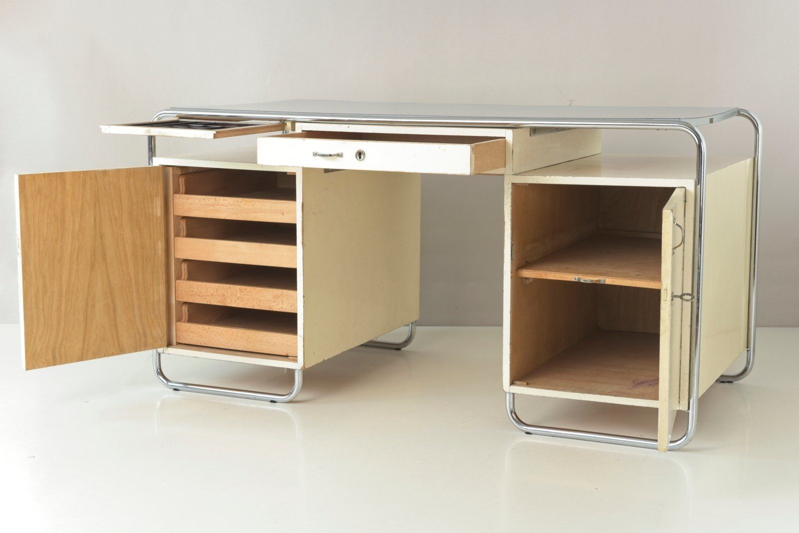 photo vinterior Large Tubular Steel Desk From Stacrolex, Germany, 1950s