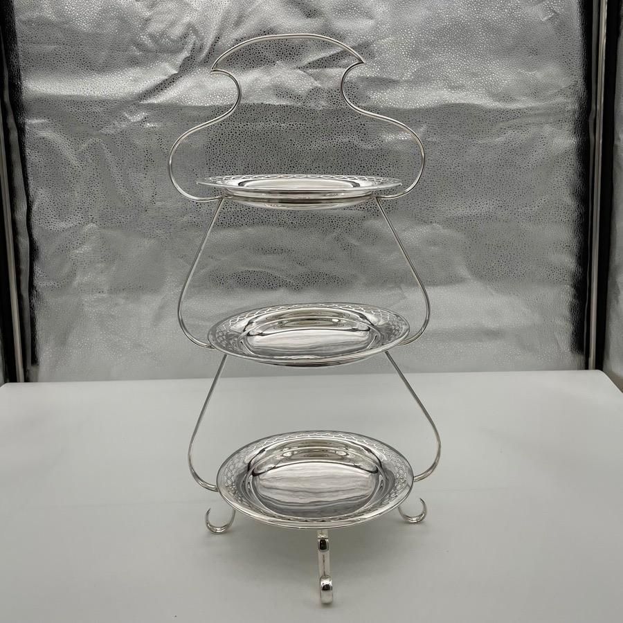 Edwardian Silverplate Three Tier Cake Stand Circa 1900 Fenton Brothers photo furniture