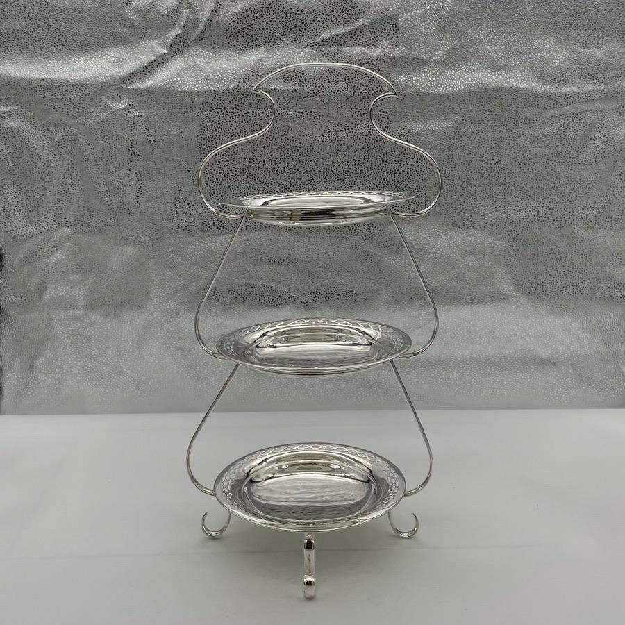 Edwardian Silverplate Three Tier Cake Stand Circa 1900 Fenton Brothers photo for sale