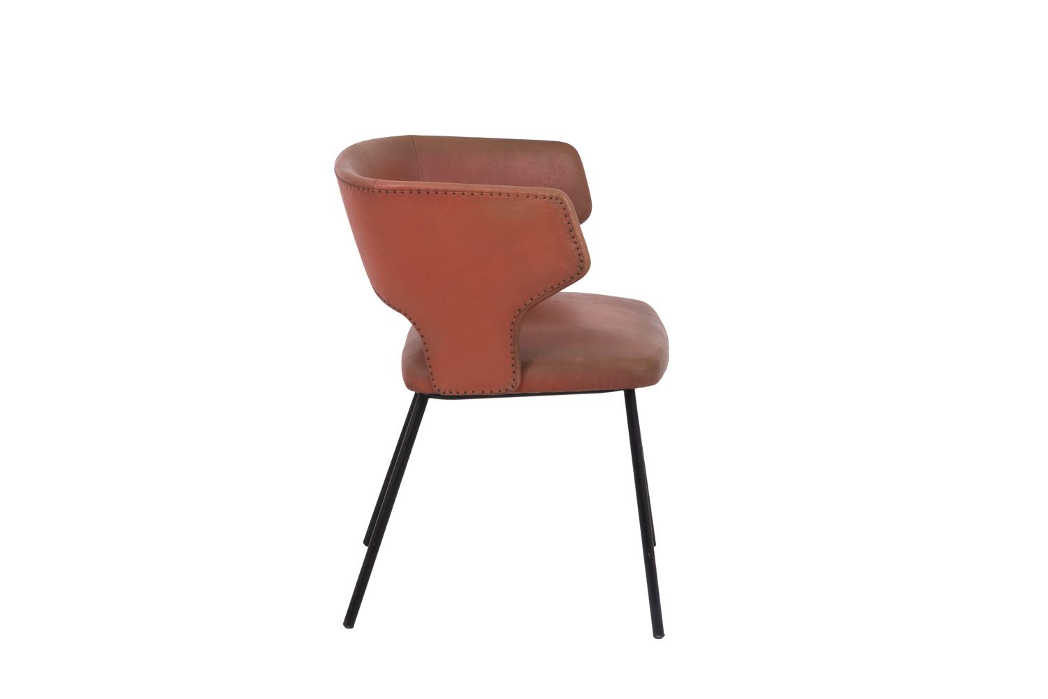 Orange Leatherette And Black Lacquered Metal Armchair, 1950s photo for sale