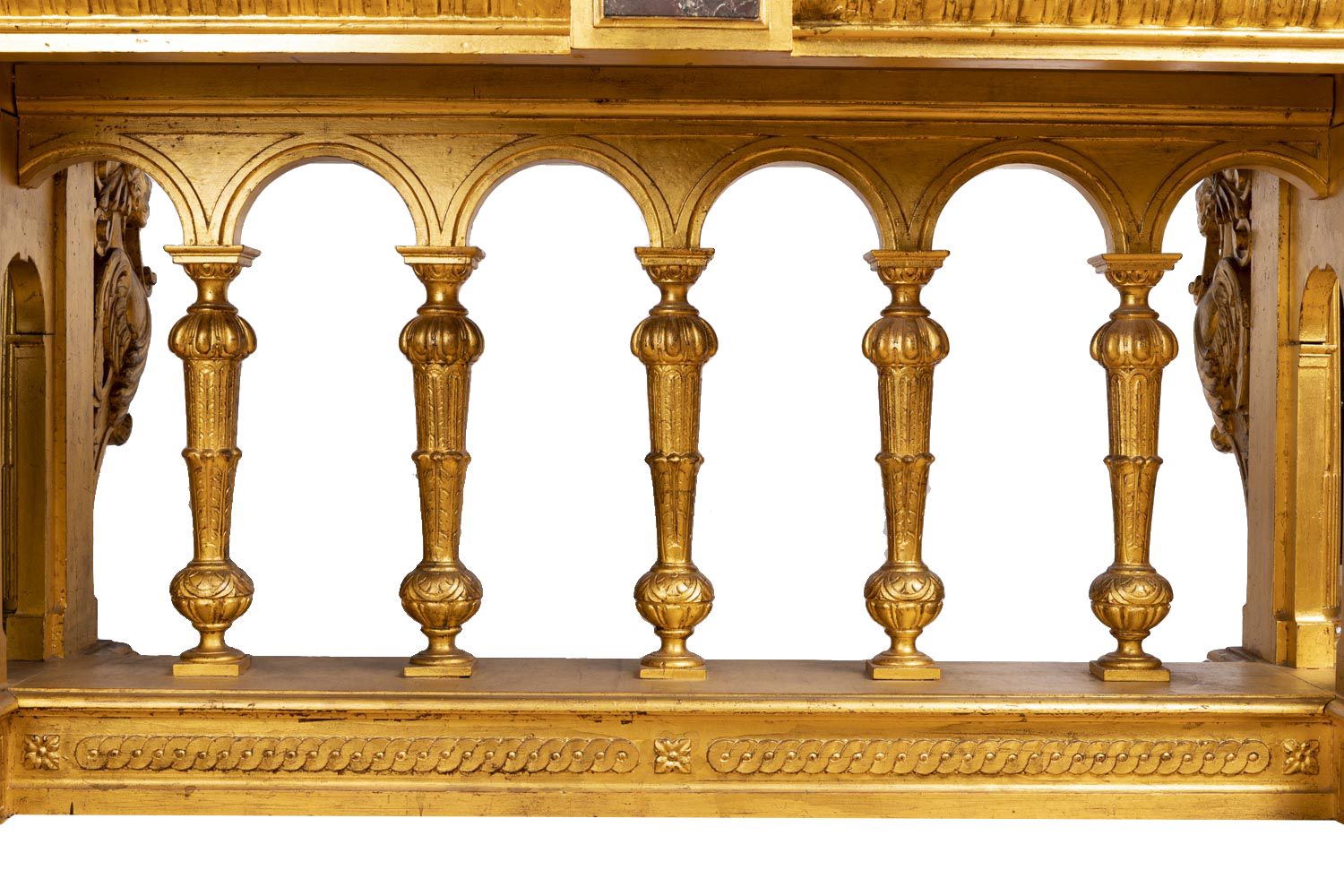 Renaissance Style Table In Gilded Wood And Marble, 19th Century photo Furniture