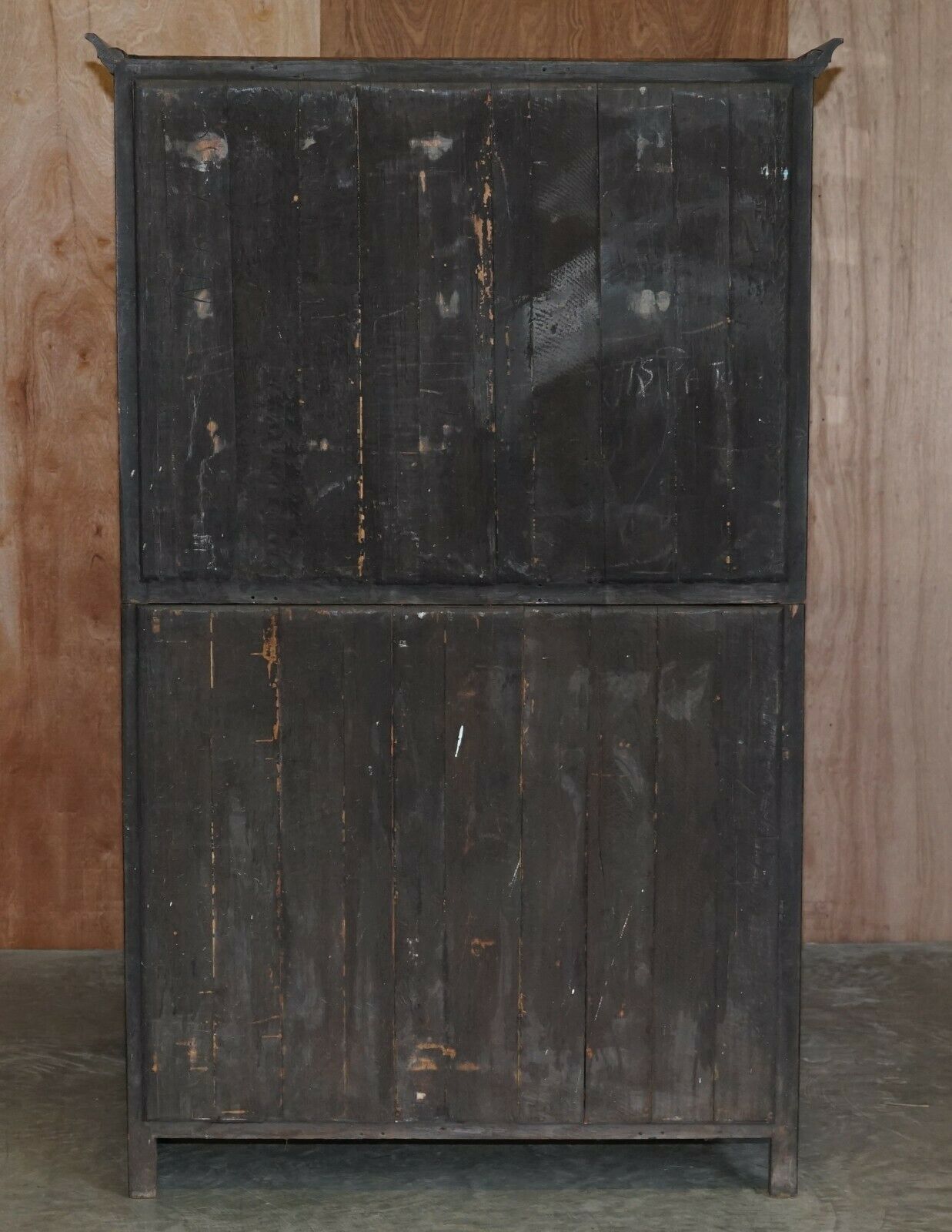 photo furniture Large Heavily Carved Bookcase Cupboard With Ornate Cherub Putti & Lion Figures