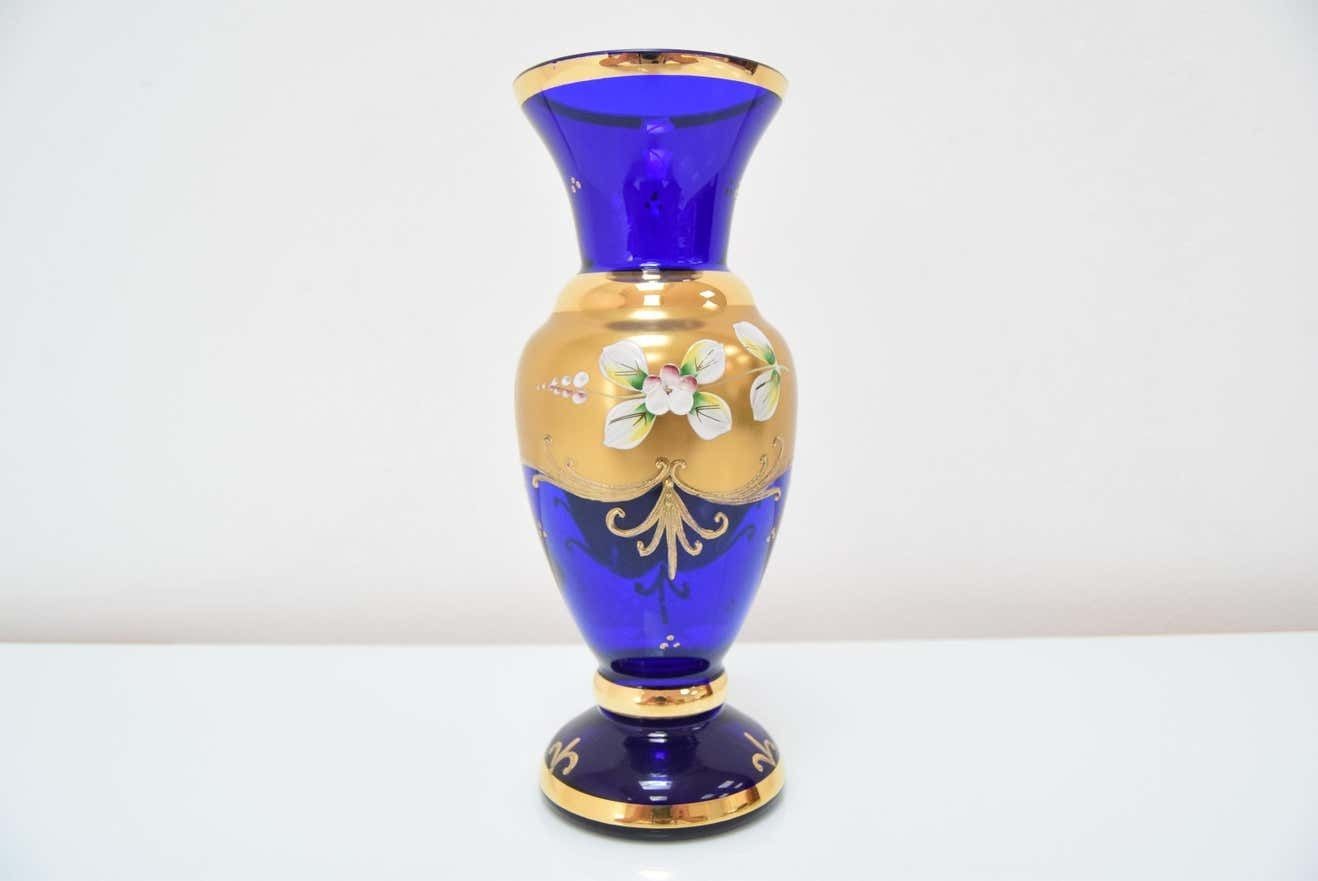 Mid Century Handmade Vase, By Novoborske Sklo(gilded),1960s photo furniture