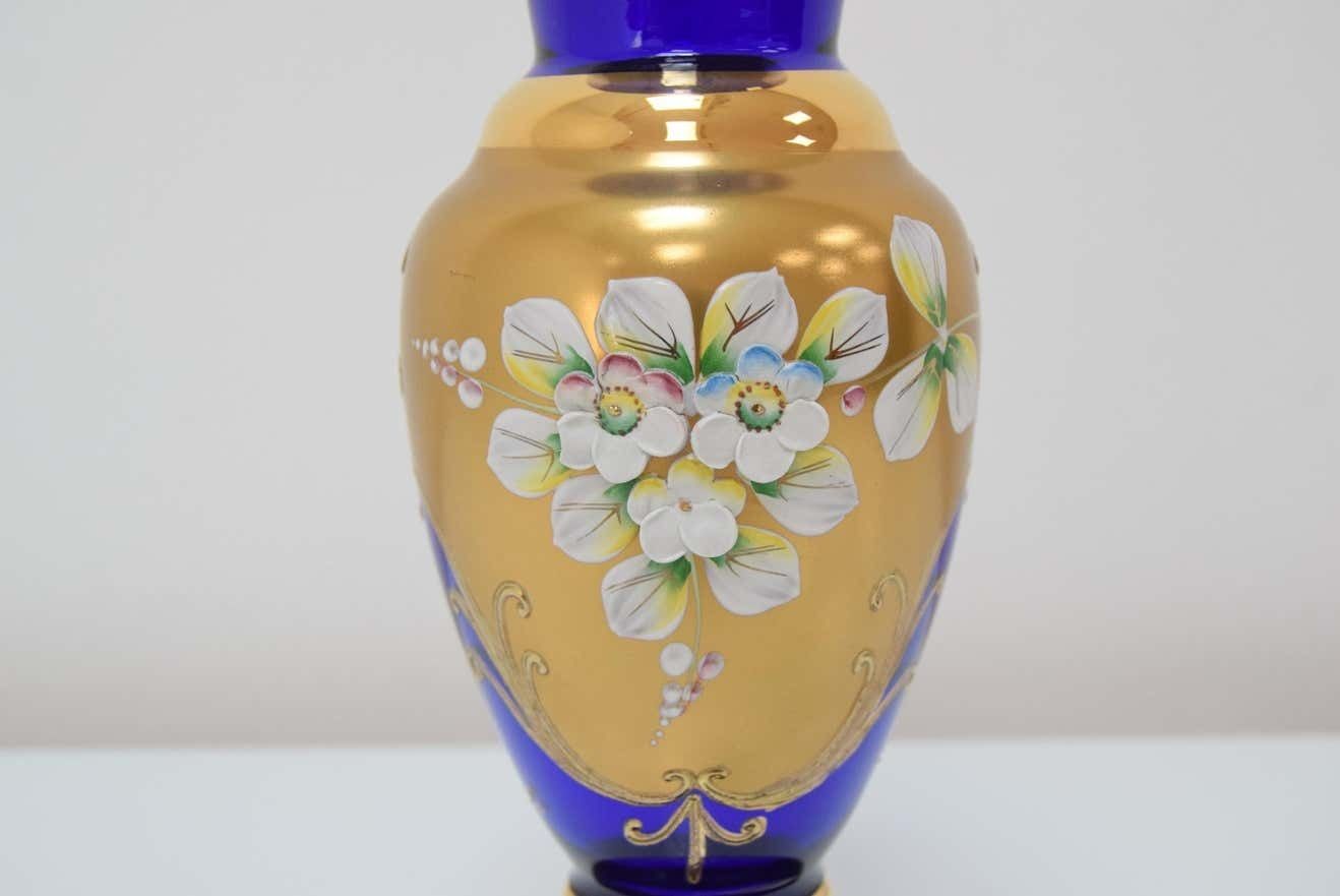 Mid Century Handmade Vase, By Novoborske Sklo(gilded),1960s photo for sale