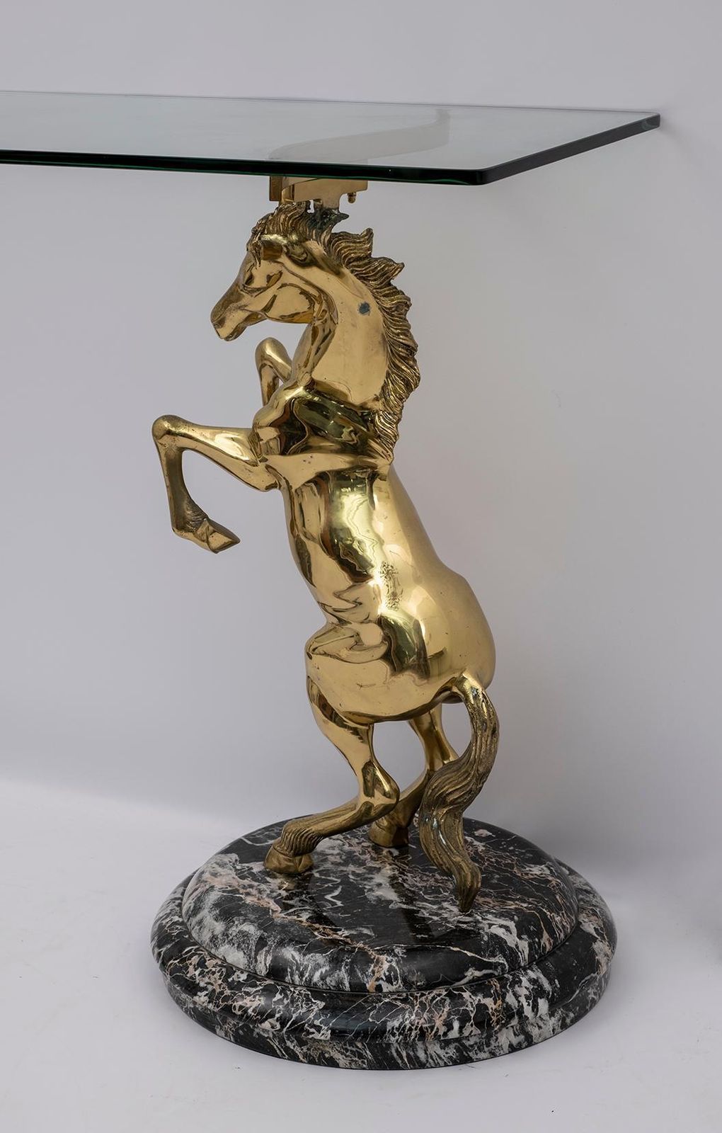 Mid Century Modern Italian Brass Horses And Marble Bases Console Table, 1970s photo 2183.0