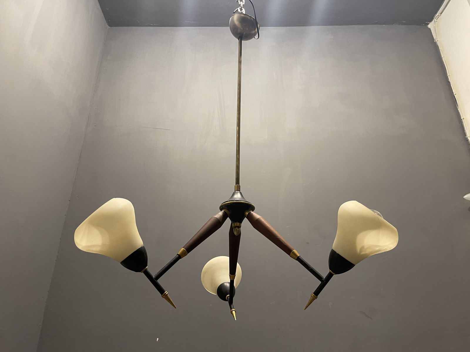 Stilnovo Opaline Glass Chandelier 1950’s photo Lighting