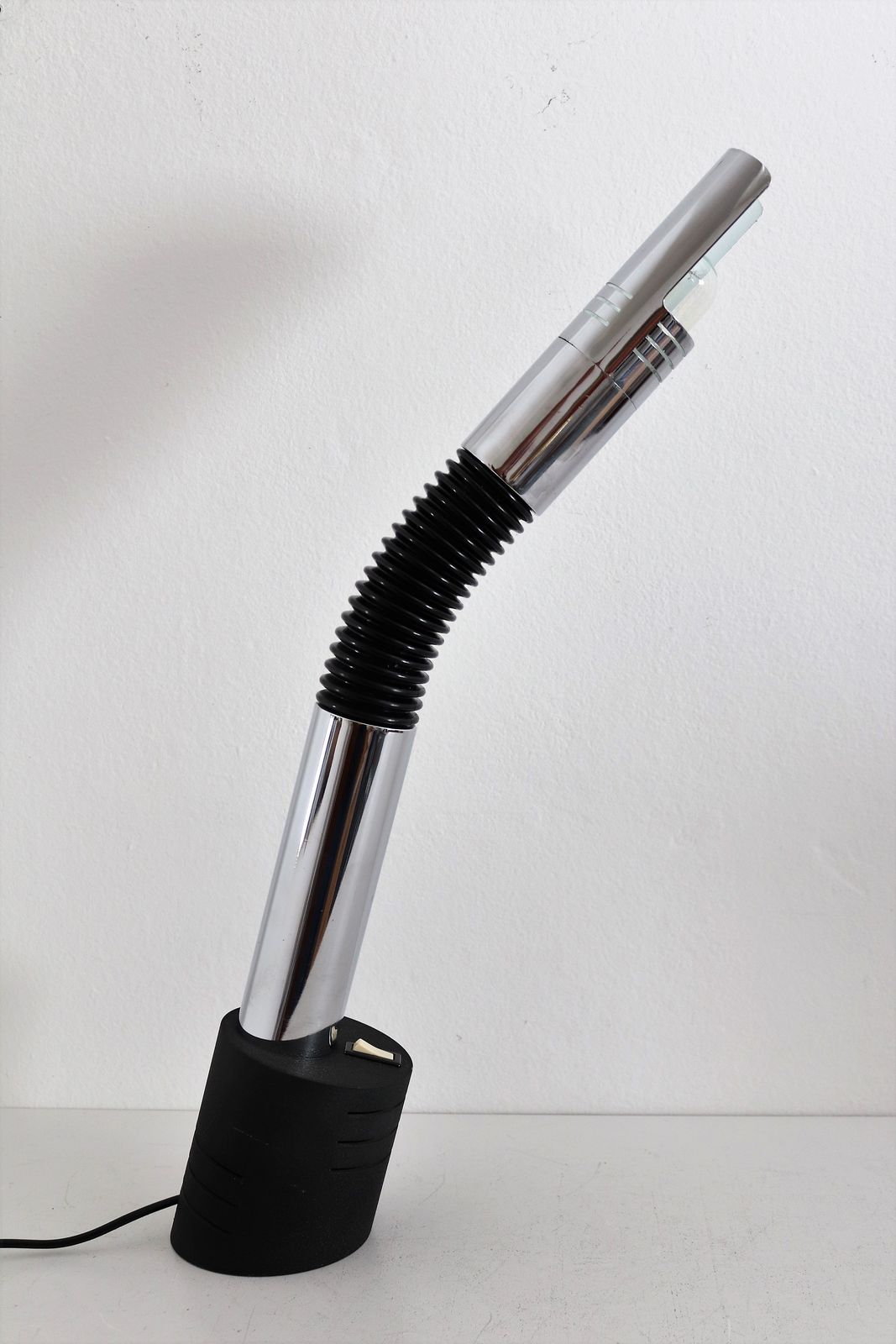 Italian Midcentury Desk Lamp In Chrome, Cast Iron With Swivel Arm By Mario Bellini For Targetti, 1970s photo buy