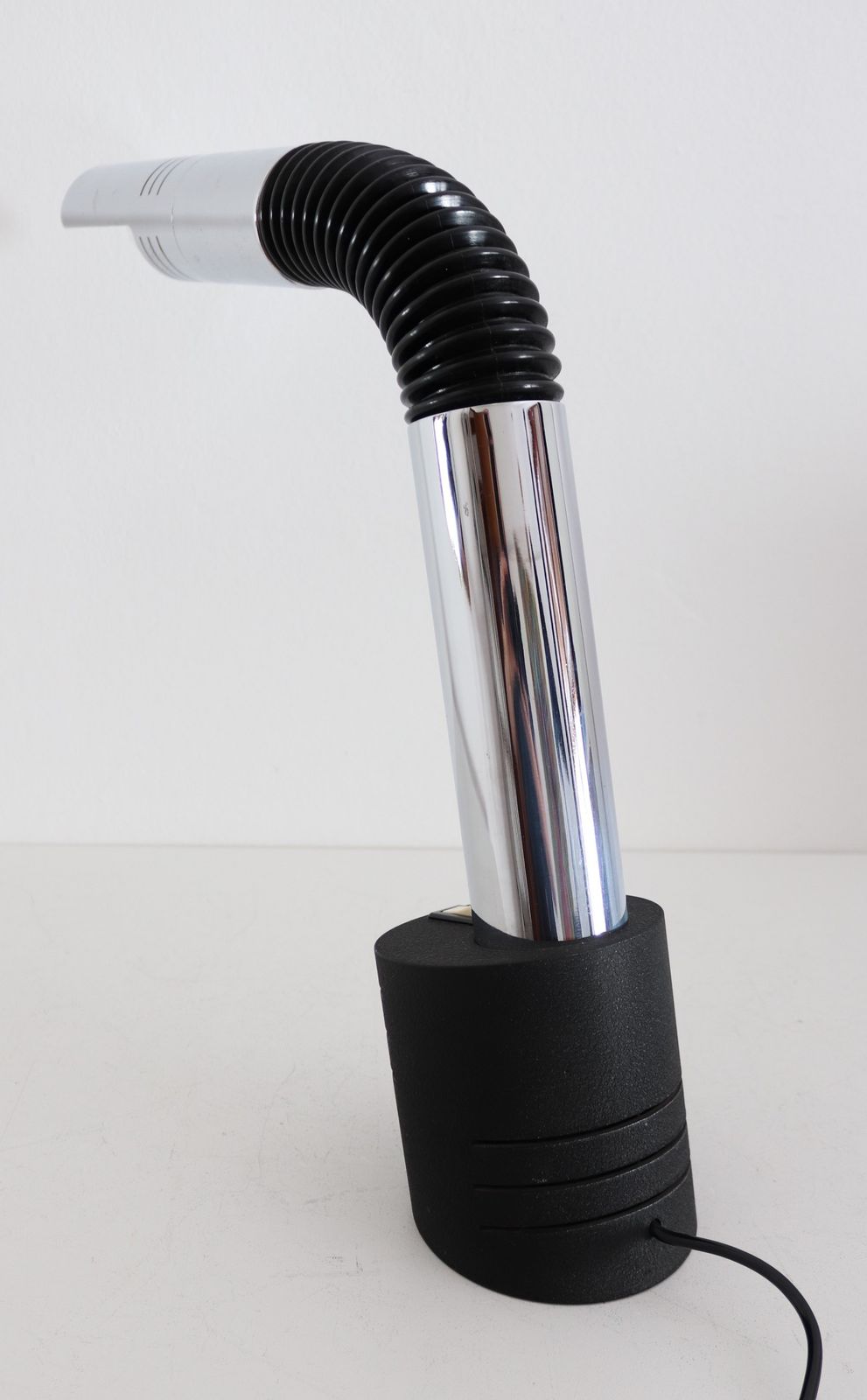 photo for sale Italian Midcentury Desk Lamp In Chrome, Cast Iron With Swivel Arm By Mario Bellini For Targetti, 1970s