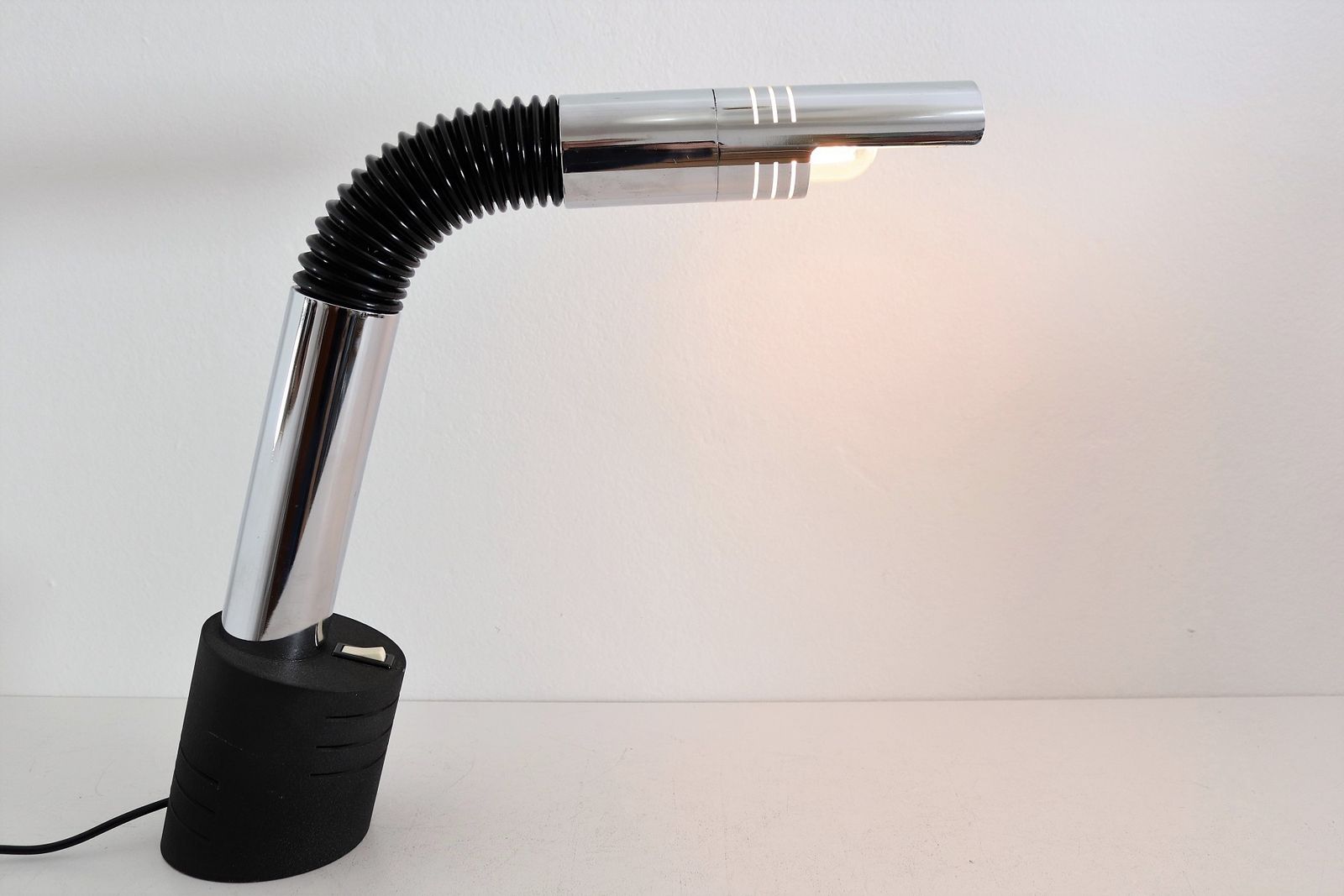 Lighting Italian Midcentury Desk Lamp In Chrome, Cast Iron With Swivel Arm By Mario Bellini For Targetti, 1970s photo