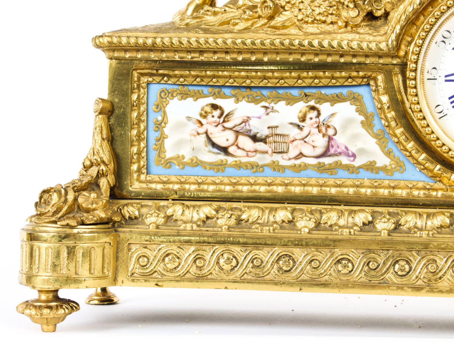 photo furniture Antique French Gilt Bronze Clock With Portrait Plaque Of Molière C.1860