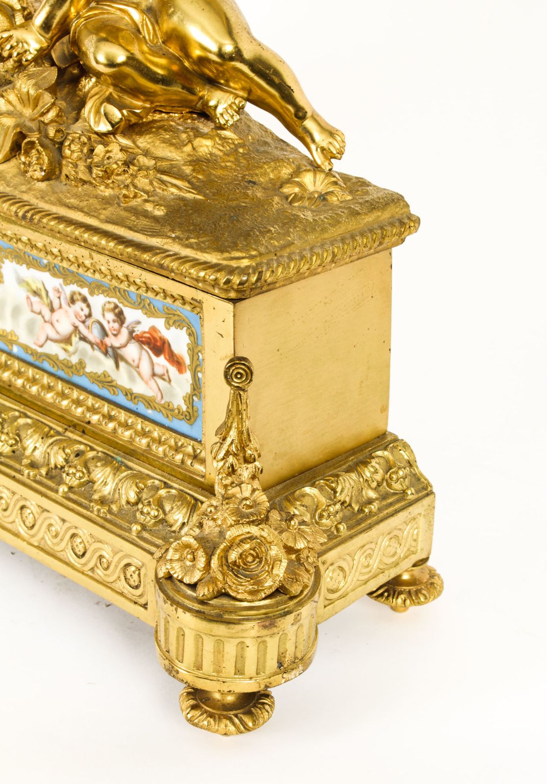 Home Decor Antique French Gilt Bronze Clock With Portrait Plaque Of Molière C.1860 photo