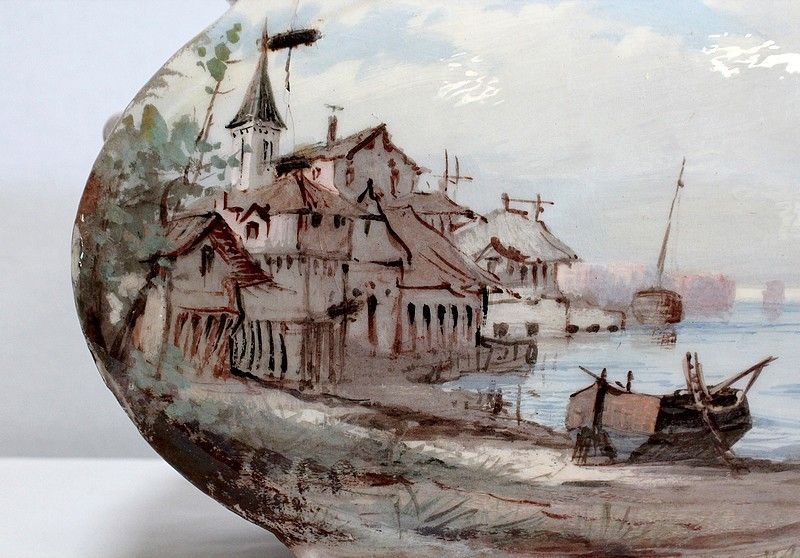 photo buy Painted Ceramic Planter, Signed E Gilles 19th