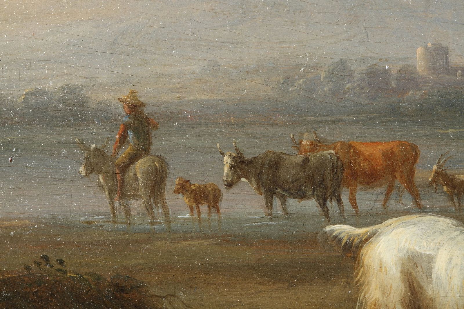 5050.0 « Landscapes With Cows », paire de peintures à l'huile sur panneau, signées Dieboldt photo
