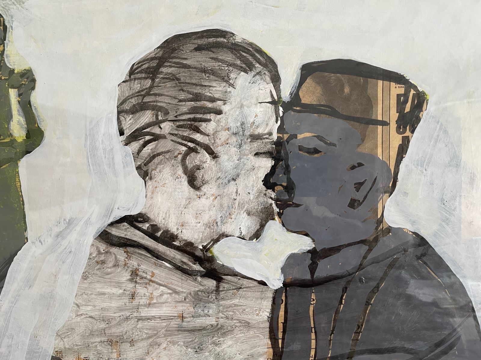 "Strange Encounter" 1984 Mixed Media On Paper By Angus Hood 1962 photo for sale
