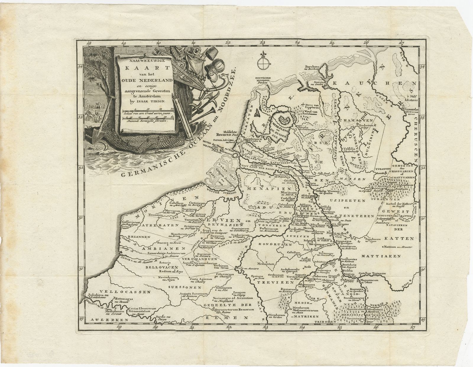 Antique Map Of The Netherlands And Belgium By Tirion (C.1750)