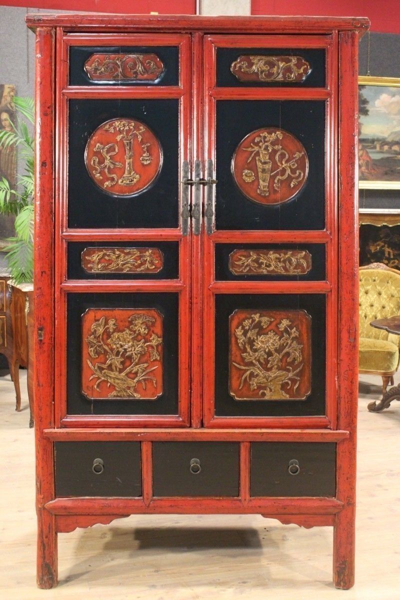 Chinese Wardrobe In Lacquered Wood photo furniture