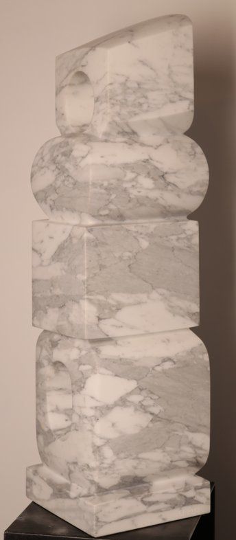 Unique Handmade Sculpture In White Marble 'Totem' By Belgian Sculptor Lieven Debrabandere photo Art