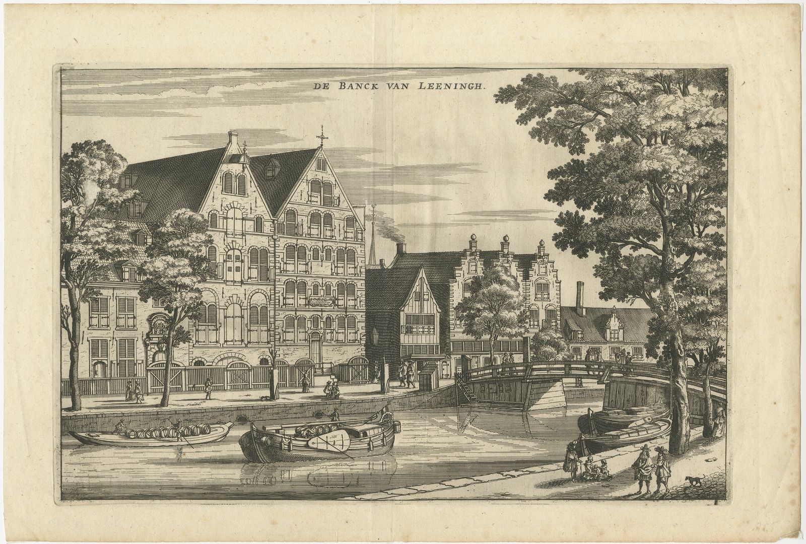 Antique Print Of The City Bank Of Loan By Dapper (C.1663)
