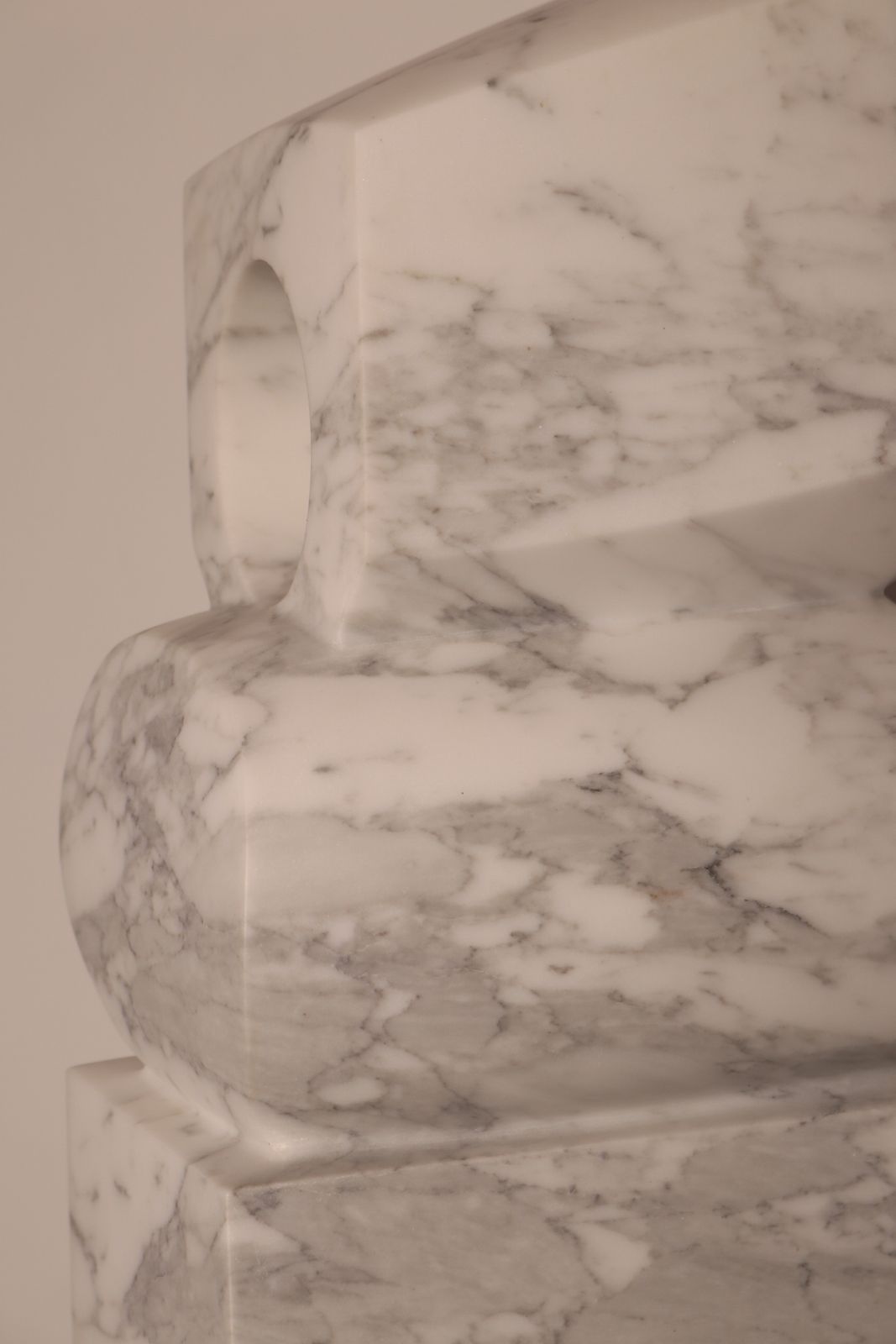 Unique Handmade Sculpture In White Marble 'Totem' By Belgian Sculptor Lieven Debrabandere photo vinterior