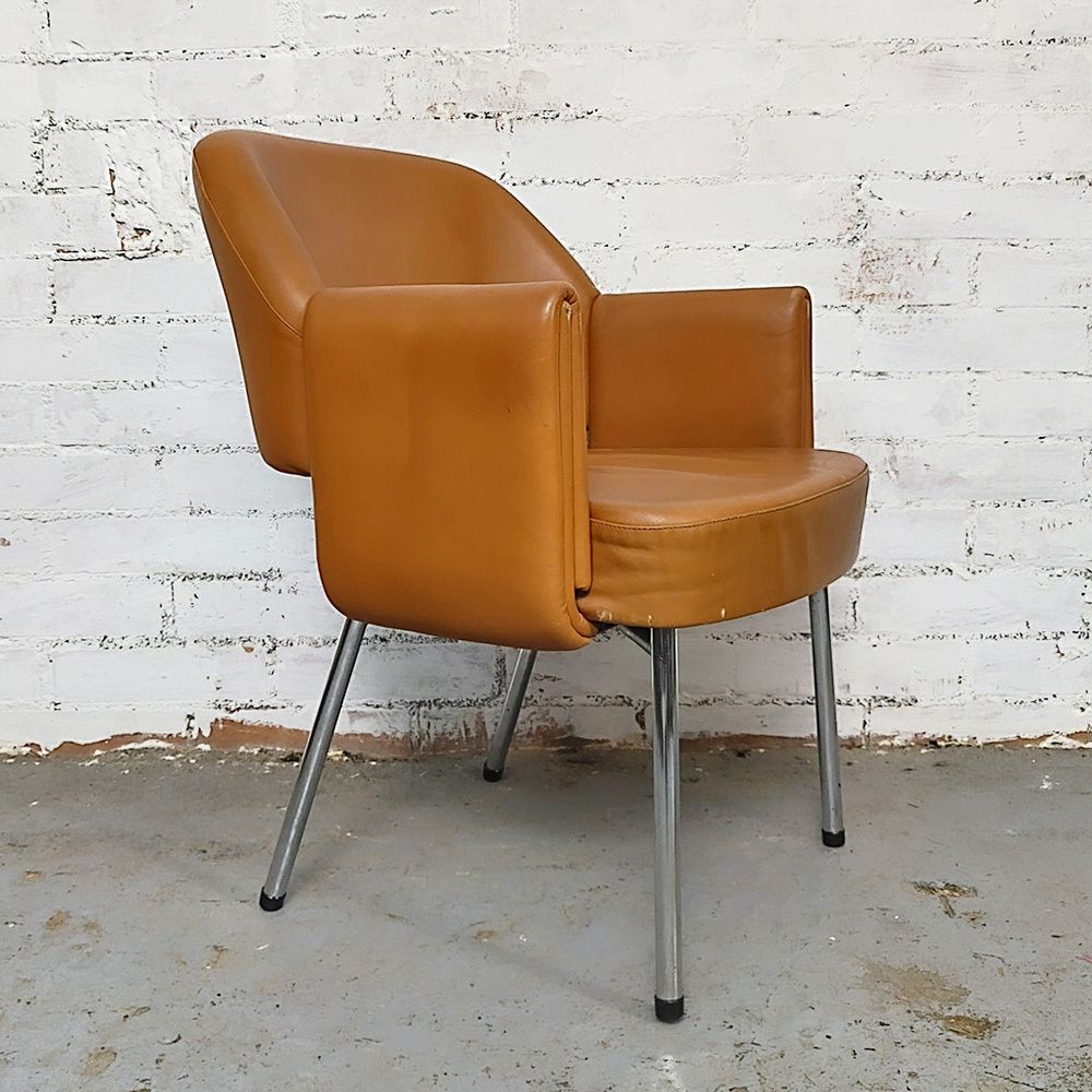 Deauville Leather Vintage Armchair By Marc And Pierre Simon For Airborne, 1960s photo vinterior