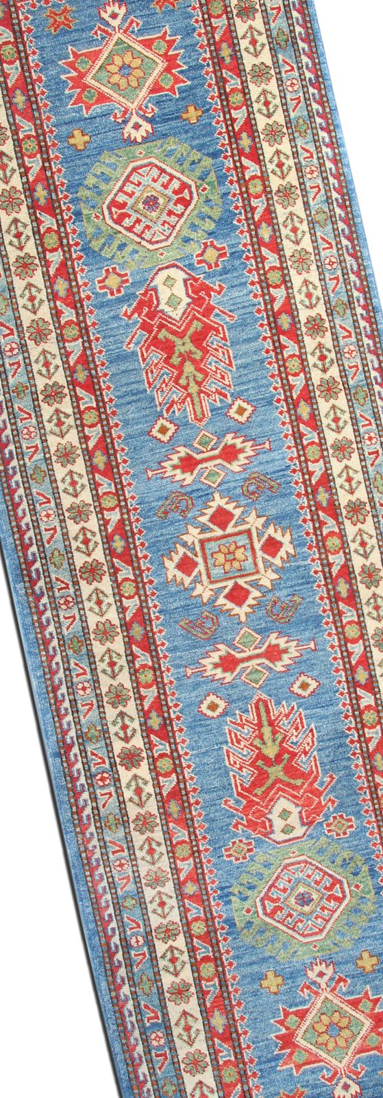 Tribal Wool Runner Rug  Blue Carpet Runner, Geometric Oriental Rugs 83x277cm photo buy