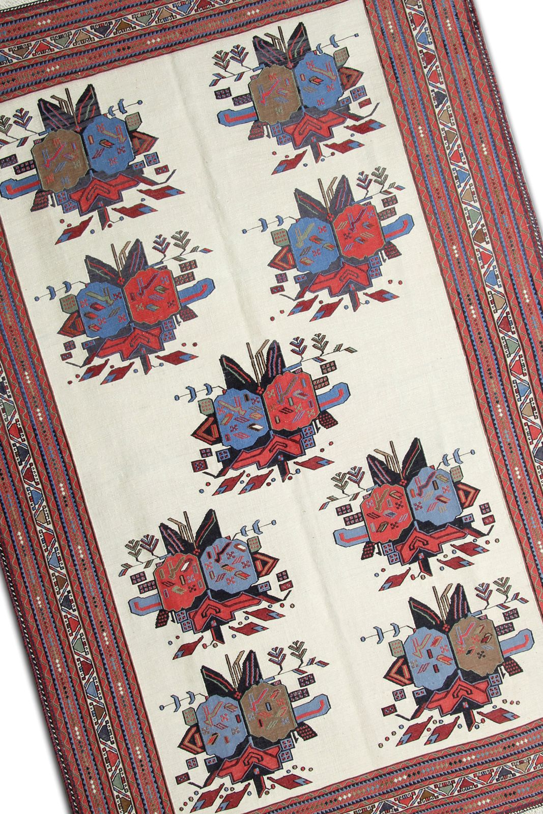 Floral Flat Woven Afghan Kilim Rug, Handmade Oriental Wool Rug  120x212cm photo buy