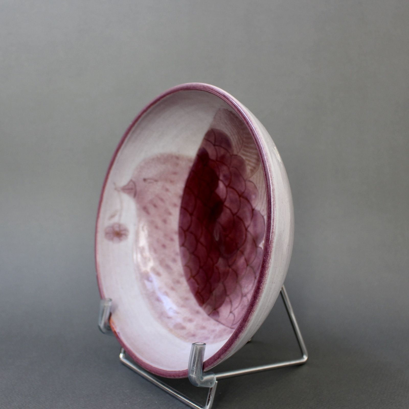 French Decorative Ceramic Bowl With Bird Motif By The Frères Cloutiers (Circa 1970s) photo for sale