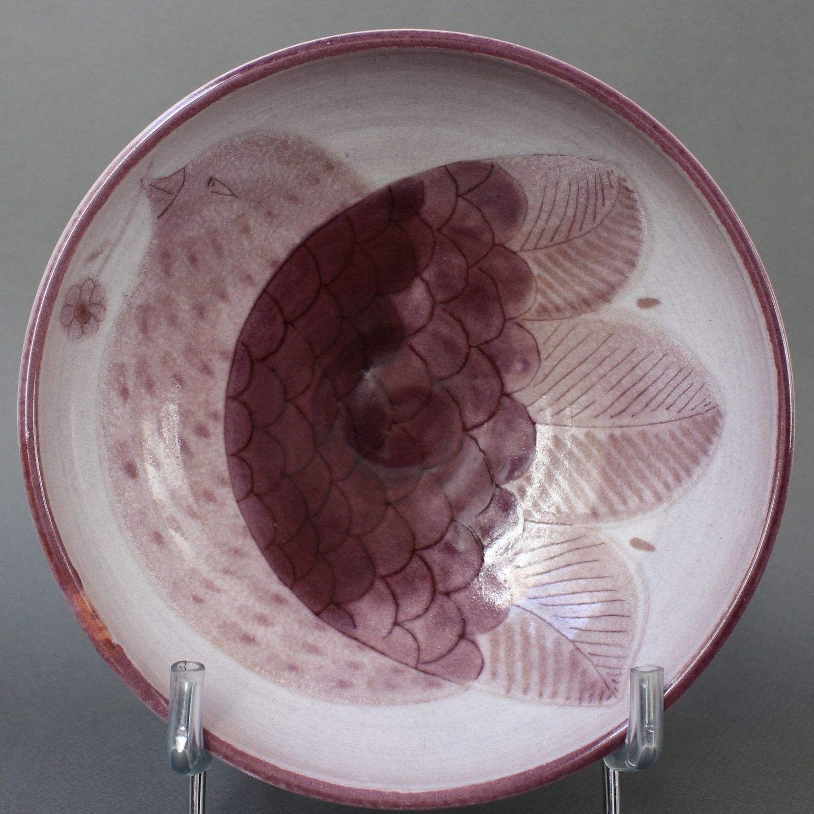 photo furniture French Decorative Ceramic Bowl With Bird Motif By The Frères Cloutiers (Circa 1970s)