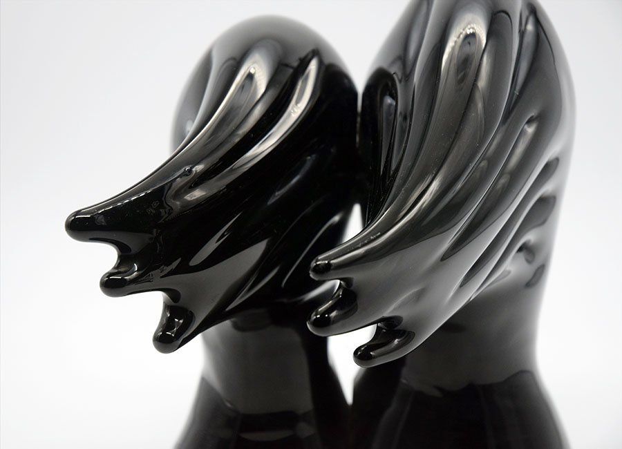 Murano Heads Sculpture In Black Glass By Sergio Rossi, 1970s photo for sale