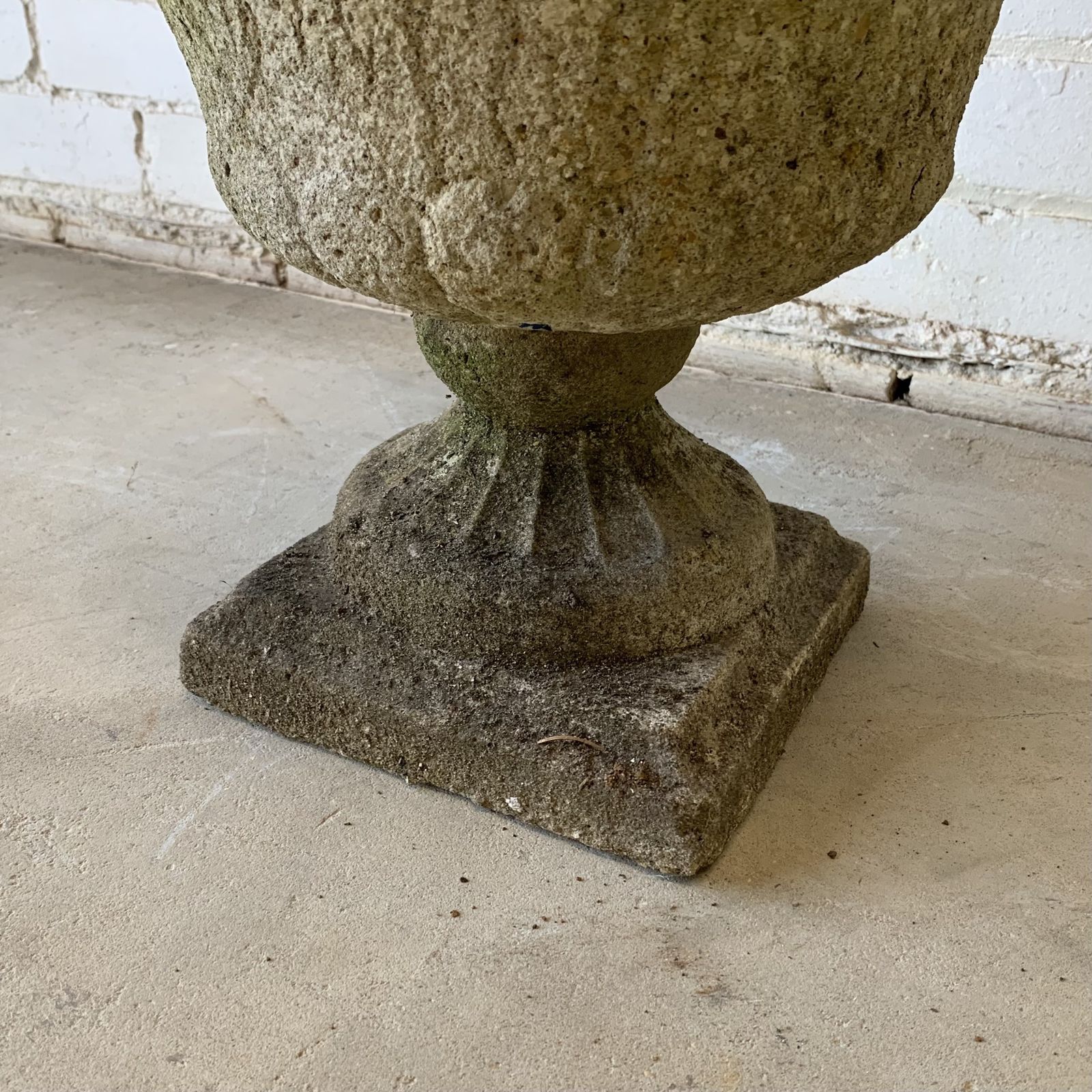 Small Pair Of Weathered Reclaimed Composition Urns photo vinterior