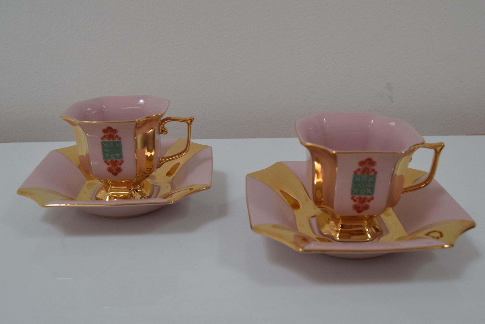 Mid Century Pair Of Mugs With Saucers By Haas & Czjzek Circa 1960s