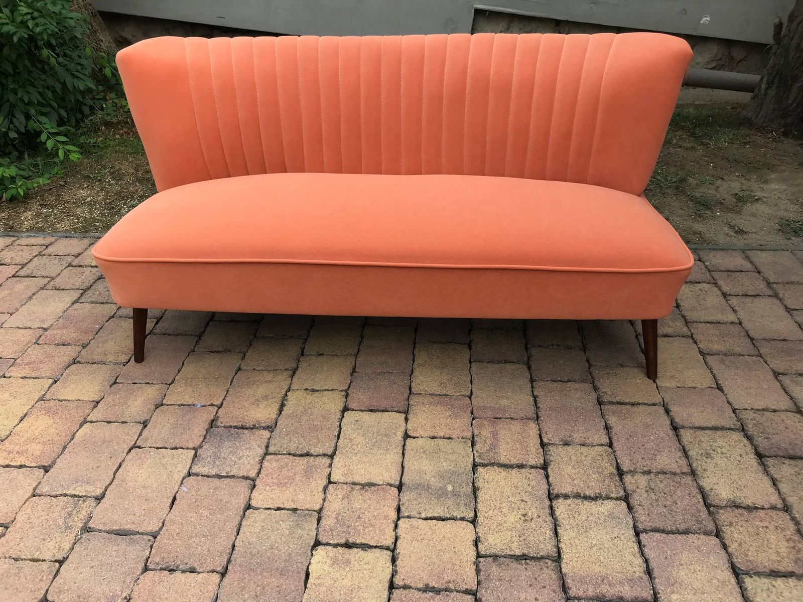 Mid Century Orange Sofa 1950, 1950s photo vintage