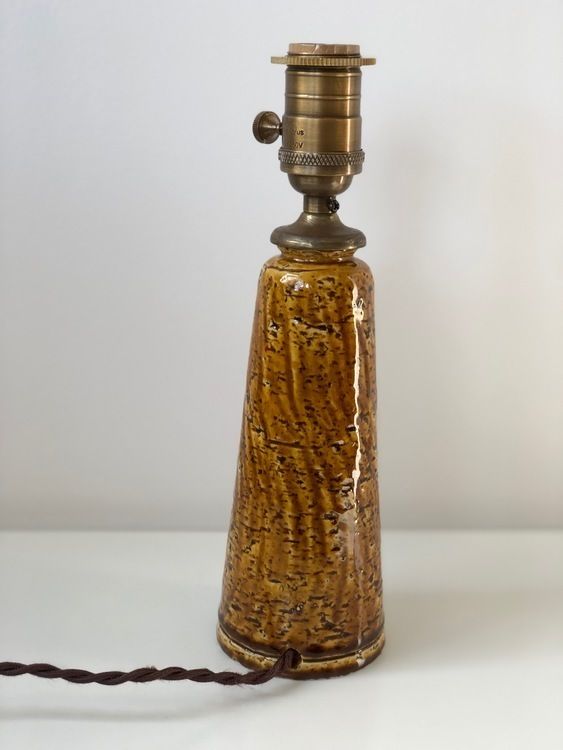 Gunnar Nylund Chamotte Lamp In Mustard By Rörstrand. 1940s. photo for sale