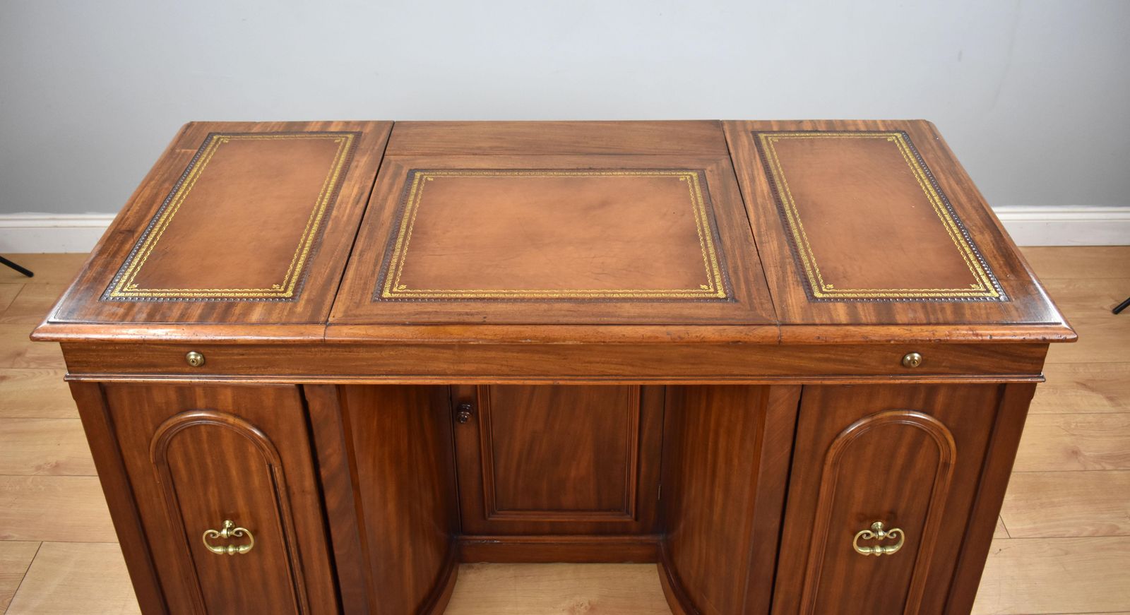 Furniture 19th Century English Victorian Mahogany Kneehole Desk By Francis & James Smith photo