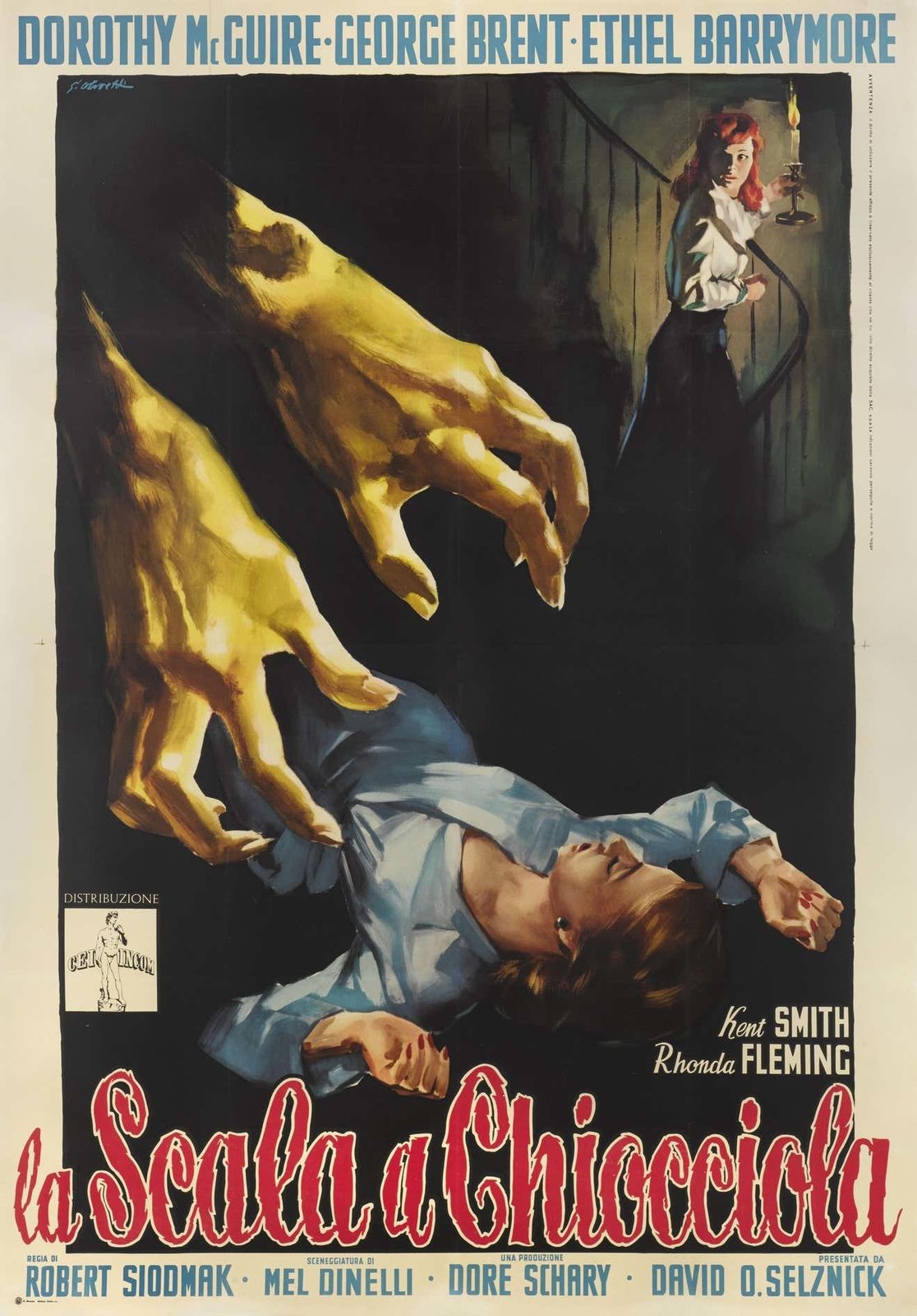 Original Italian Film Poster For The 1946 Mystery, Horror Film The Spiral Staircase photo furniture