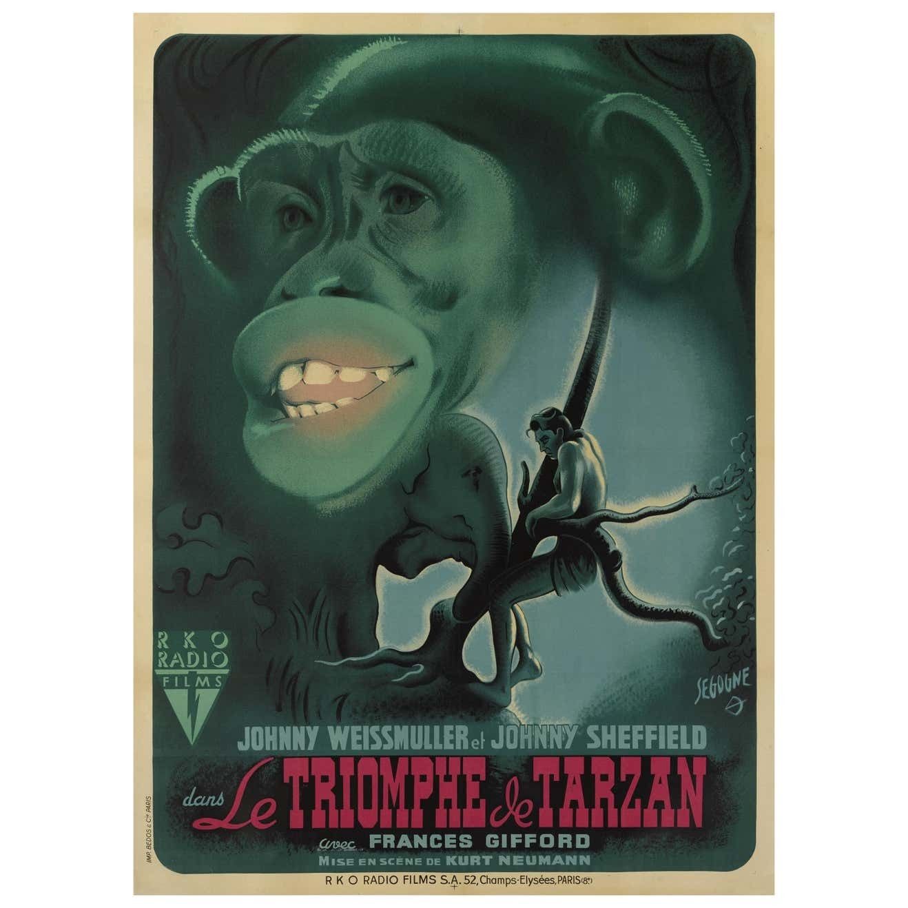 Original French Film Poster For The 1943 Film Tarzan Triumphs