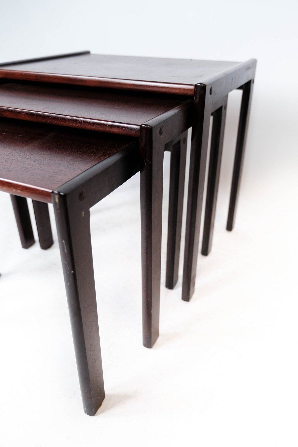 Set Of Insert Tables In Dark Wood Of Danish Design From The 1960s. photo Furniture