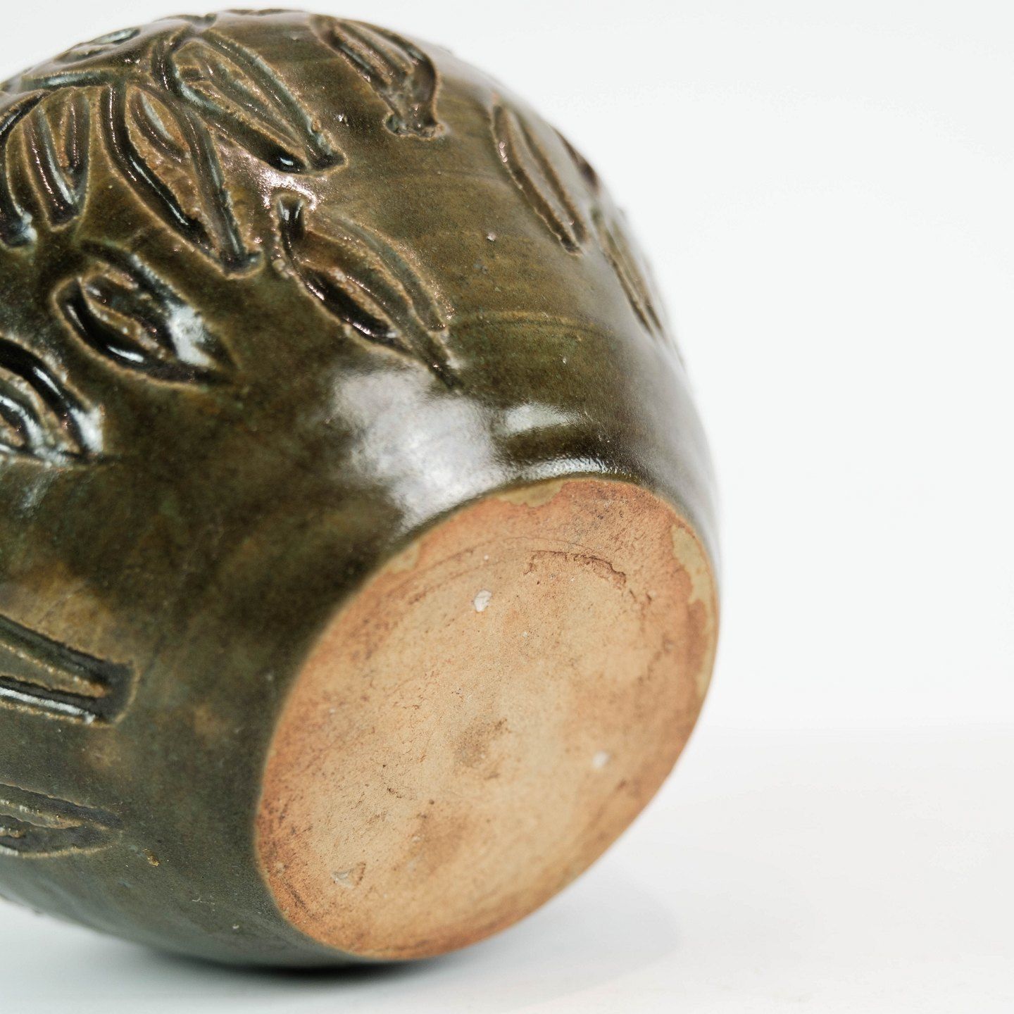Ceramic Vase With Dark Glaze And Floral Pattern Of Danish Ceramics From The 1960s. photo 355.0